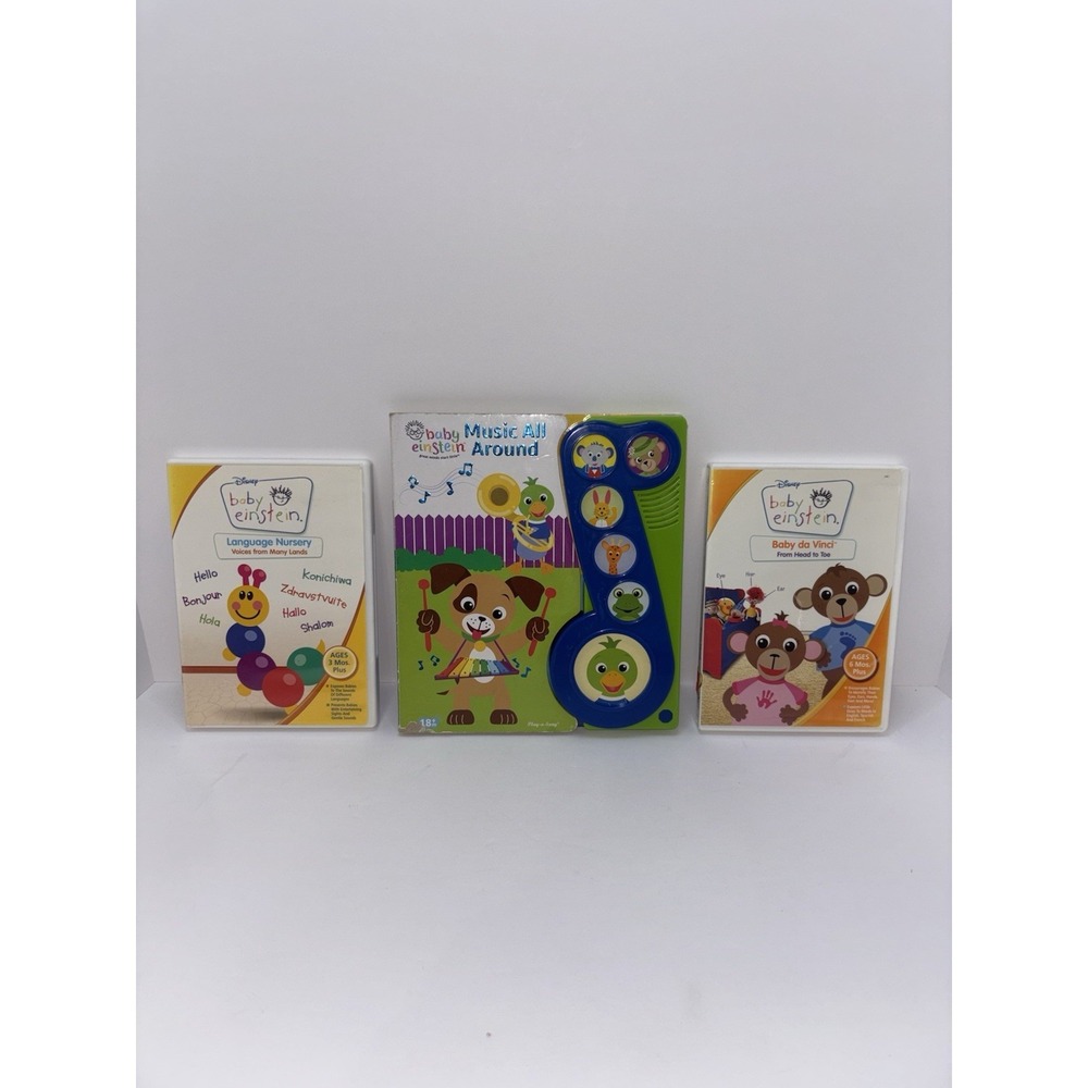 Baby Einstein Lot: Baby da Vinci, Language Nursery DVDs & Music All Around Book